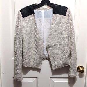 Alice + Olivia Tweed Blazer with leather details size 6
